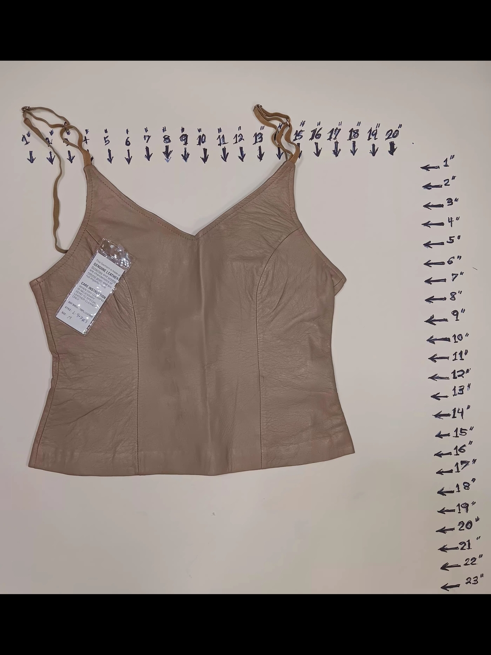 Leather Beige V-Neck Cami Top
